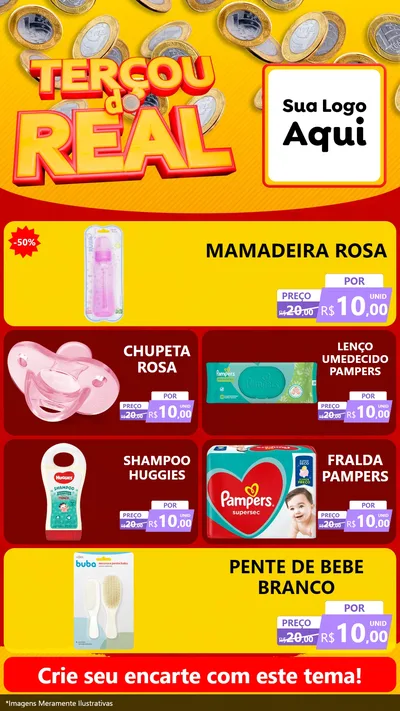 Modelo de TV para TV Vertical com o tema Terçou do Real para Bebês