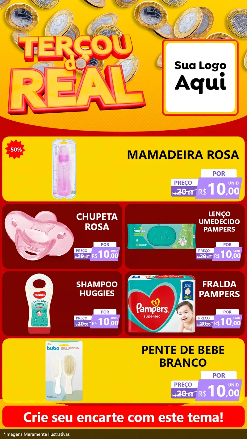 Modelo de TV para TV Vertical com o tema Terçou do Real para Bebês