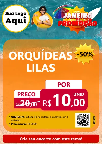 Modelo de Cartaz para Cartaz A4 Vertical com o tema Janeiro de Promoção para Floricultura e jardim