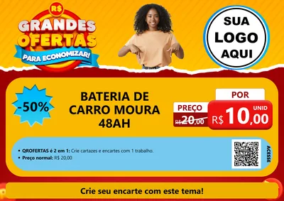 Modelo de Cartaz para Cartaz A4 Horizontal com o tema Grandes Ofertas Para Economizar! para Baterias Elétricas