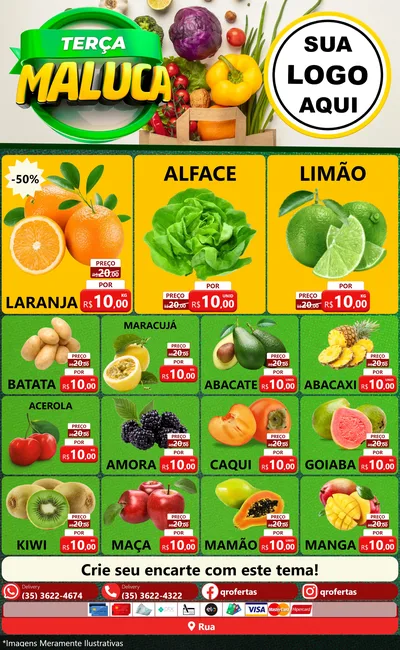 Modelo de Encarte para Encarte Grande com o tema Terça Maluca - Hortifrúti para Hortifrúti