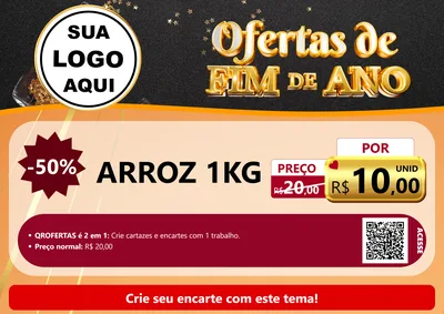 Modelo de Cartaz para Cartaz A4 Horizontal com o tema Ofertas de Fim de Ano para Supermercado