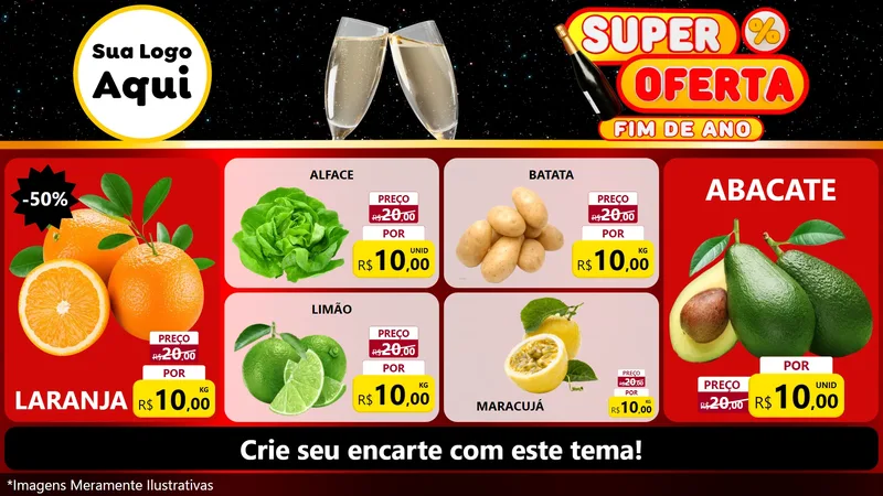 Modelo de TV para TV Horizontal com o tema Super Oferta Fim de Ano para Hortifrúti