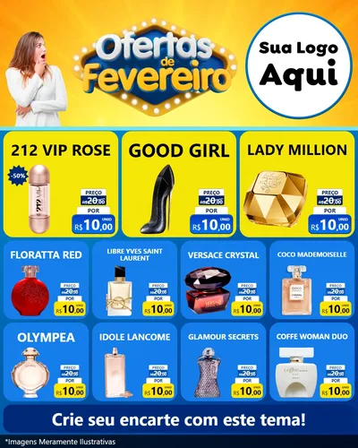 Modelo de Rede Social para Feed Instagram com o tema Ofertas de Fevereiro para Perfumes