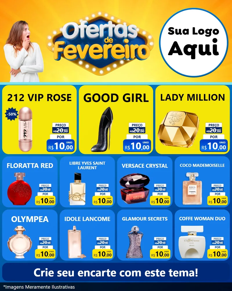 Modelo de Rede Social para Feed Instagram com o tema Ofertas de Fevereiro para Perfumes