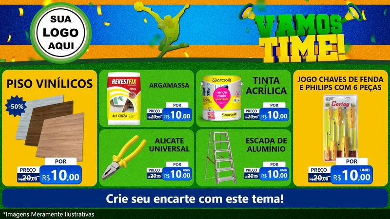 Modelo de TV para TV Horizontal com o tema Vamos Time! para Material para Construção