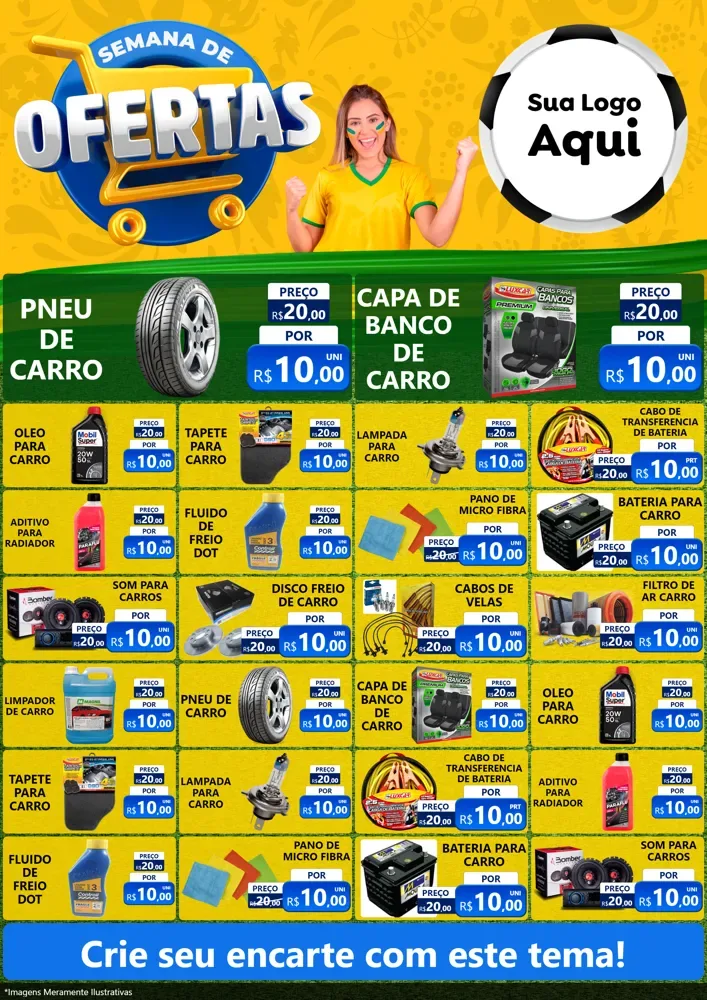 Modelo de Encarte para Encarte A4 Vertical com o tema Semana de Ofertas - Copa para Auto peças