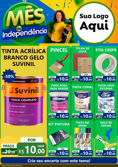 Modelo de Encarte para Encarte A4 Vertical com o tema Mês da Independência para Tintas e Ferramentas