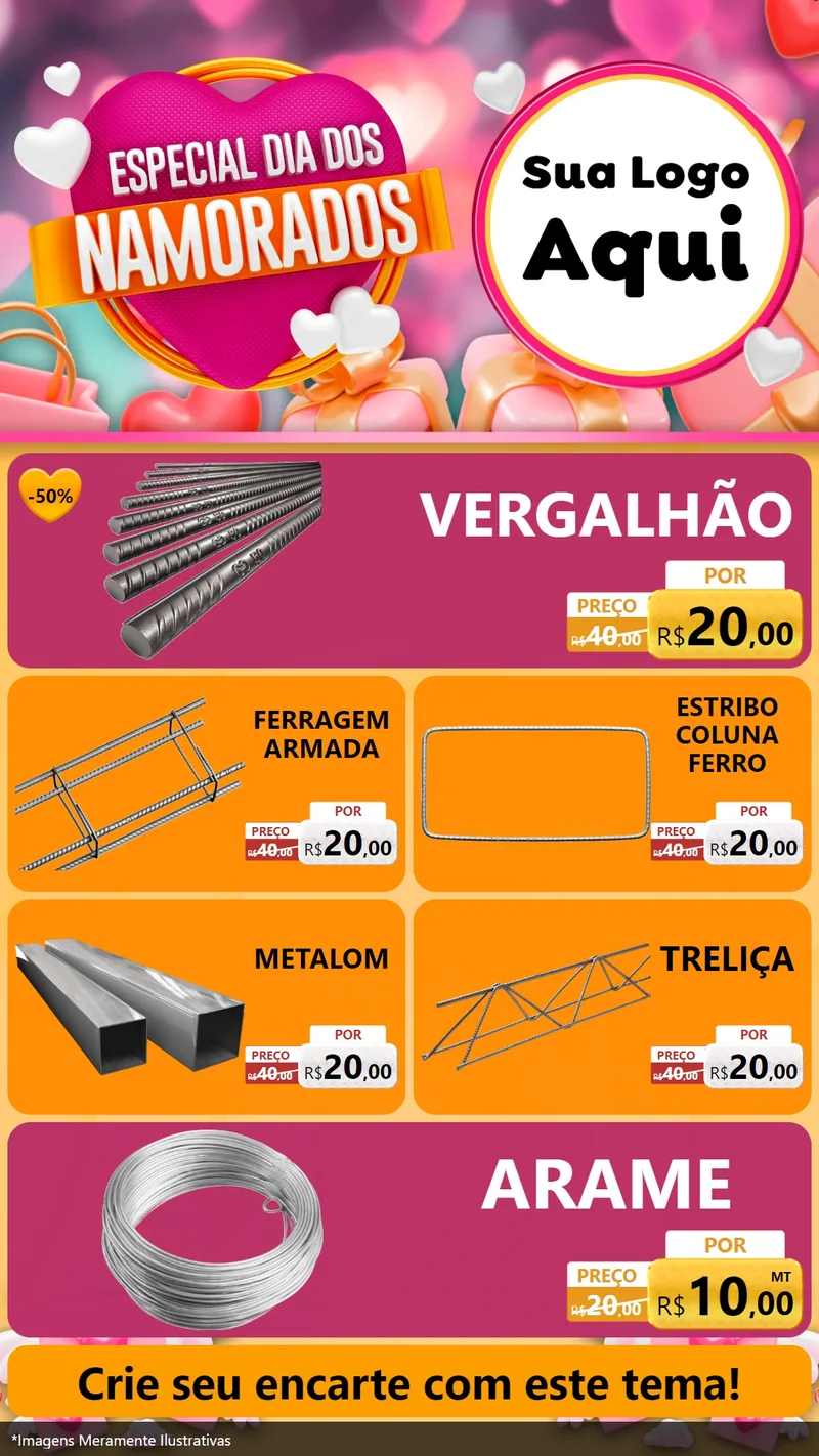 Modelo de TV para TV Vertical com o tema Especial Dia dos Namorados para Ferragens