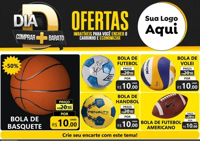 Modelo de Encarte para Encarte A4 Horizontal com o tema Dia D Mais Economia para Artigos Esportivos