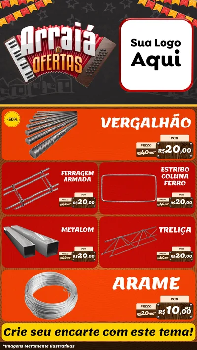 Modelo de TV para TV Vertical com o tema Arraiá de Ofertas - Junina para Ferragens