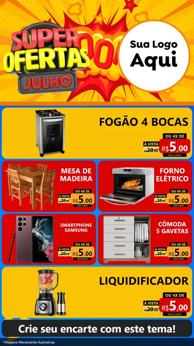 Modelo de TV para TV Vertical com o tema Super Ofertas Julho para Móveis e Eletro