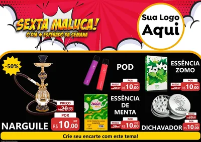 Modelo de Encarte para Encarte A4 Horizontal com o tema Sexta Maluca! para Tabacaria