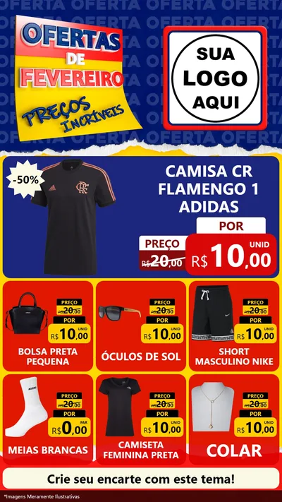 Modelo de Rede Social para Stories com o tema Ofertas de Fevereiro - Preços Incríveis para Roupas e acessórios