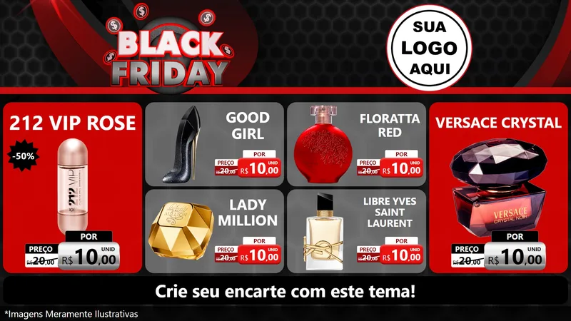 Modelo de TV para TV Horizontal com o tema Black Friday para Perfumes