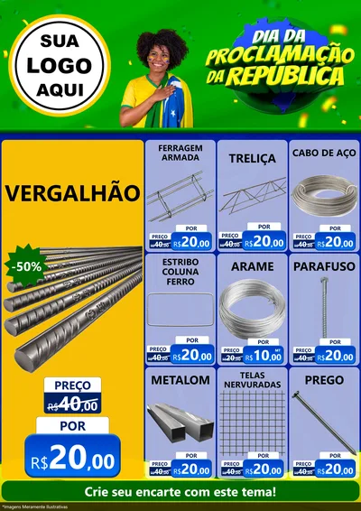 Modelo de Encarte para Encarte A4 Vertical com o tema Dia Da Proclamação Da República para Ferragens