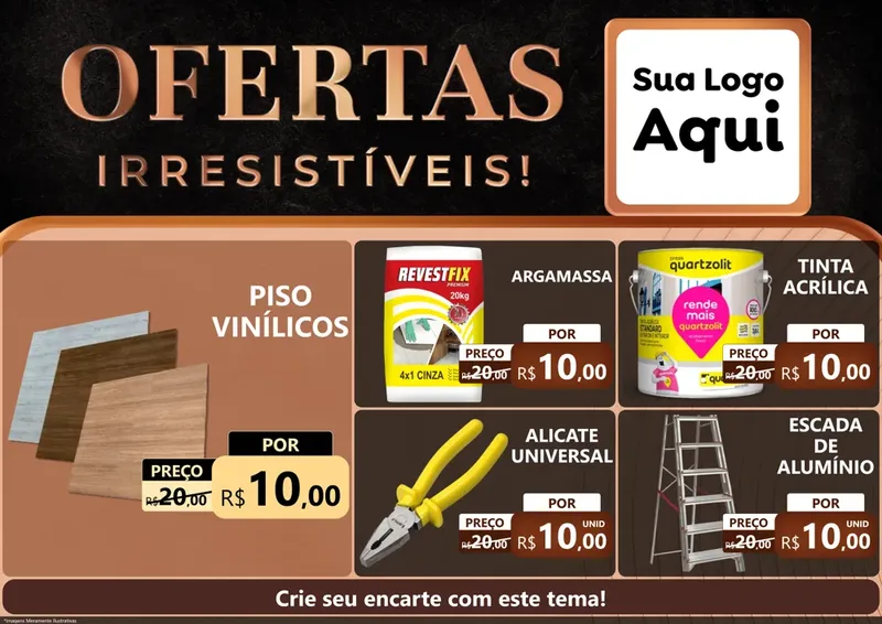 Modelo de Encarte para Encarte A4 Horizontal com o tema Ofertas Irresistíveis! para Material para Construção