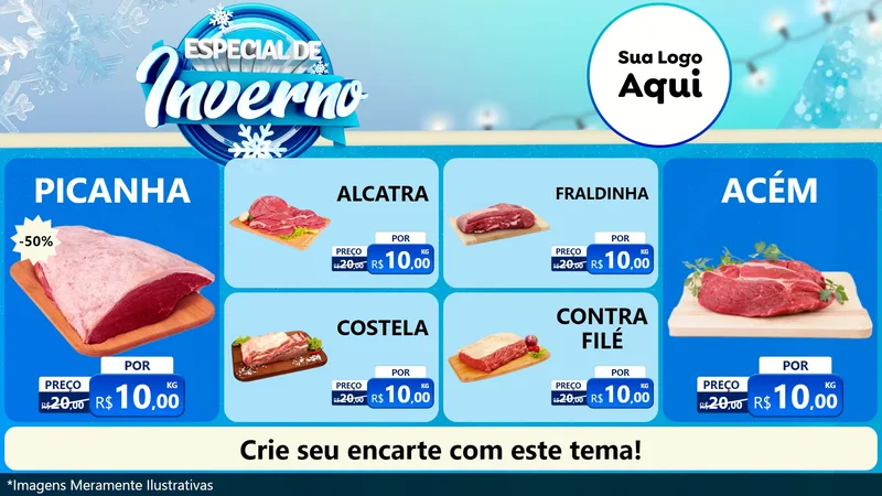 Modelo de TV para TV Horizontal com o tema Especial de Inverno para Açougue