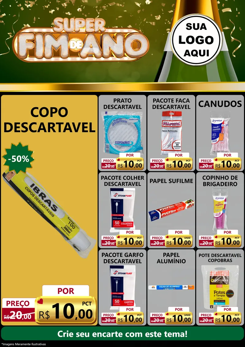 Modelo de Encarte para Encarte A4 Vertical com o tema Super Fim de Ano para Embalagens