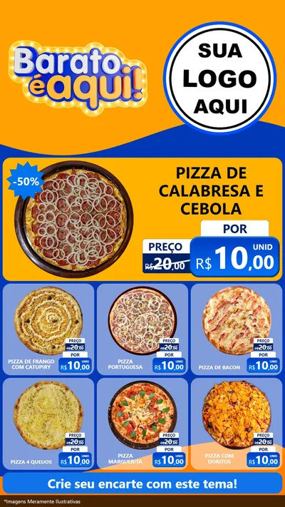 Modelo de Rede Social para Stories com o tema Barato é aqui para Pizzaria