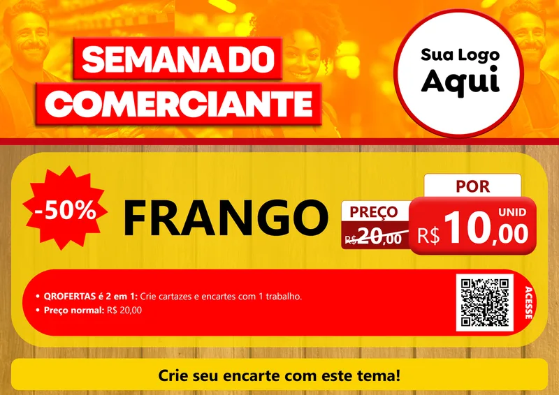 Modelo de Cartaz para Cartaz A4 Horizontal com o tema Semana do Comerciante para Assados