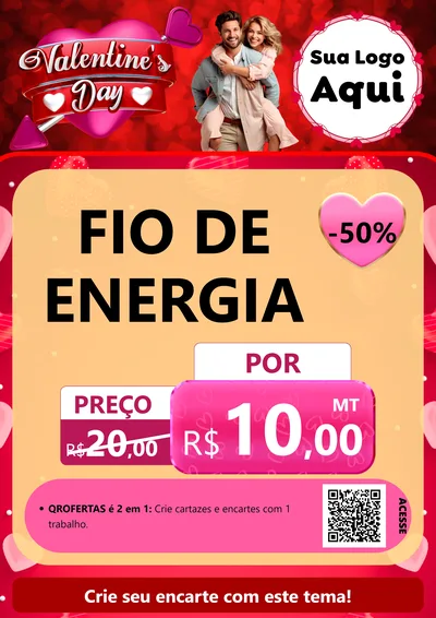Modelo de Cartaz para Cartaz A4 Vertical com o tema Valentine's Day para Materiais Elétricos
