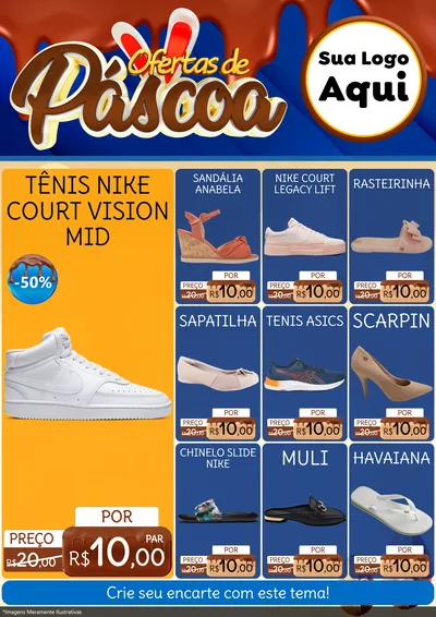 Modelo de Encarte para Encarte A4 Vertical com o tema Ofertas de Páscoa para Calçados