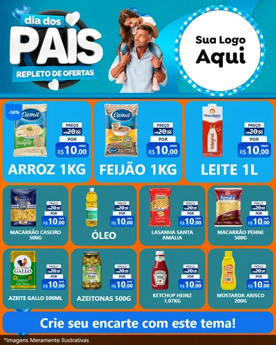 Modelo de Rede Social para Feed Instagram com o tema Dia Dos Pais Repleto de Ofertas para Supermercado