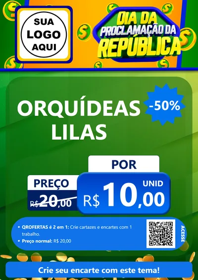 Modelo de Cartaz para Cartaz A4 Vertical com o tema Dia Da Proclamação da República para Floricultura e jardim