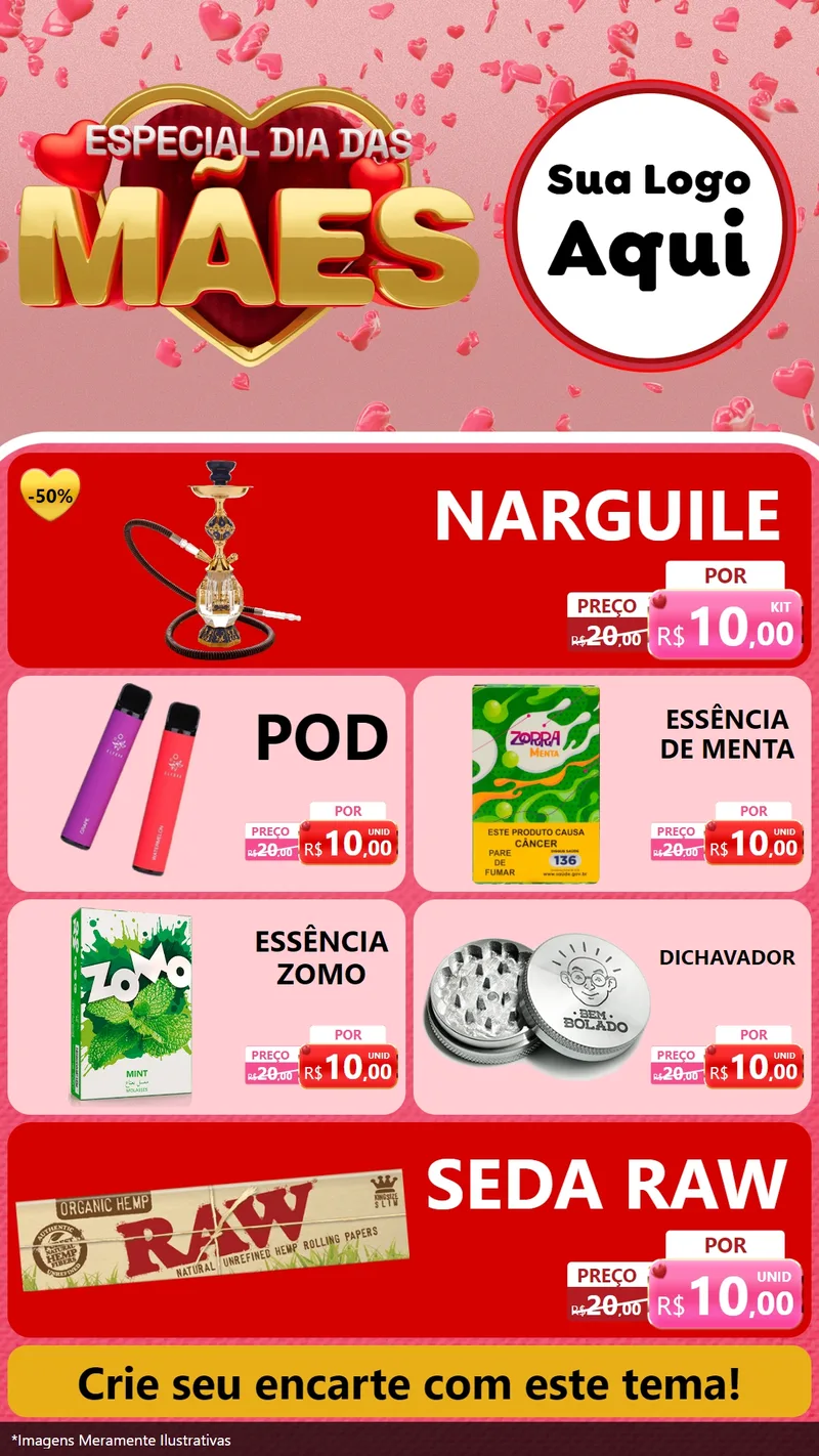 Modelo de TV para TV Vertical com o tema Especial Dia Das Mães para Tabacaria
