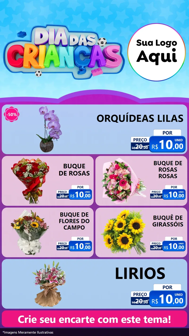 Modelo de TV para TV Vertical com o tema Dia Das Crianças para Floricultura e jardim