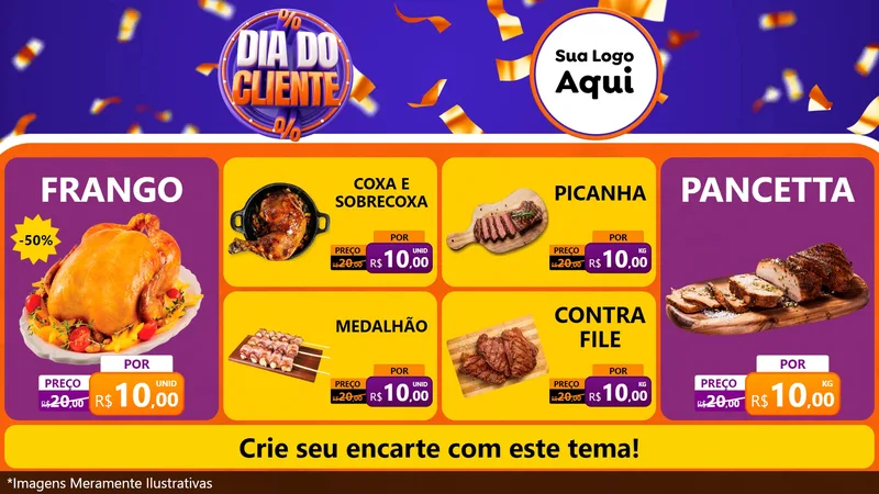 Modelo de TV para TV Horizontal com o tema Dia do Cliente para Assados