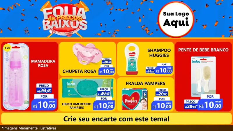 Modelo de TV para TV Horizontal com o tema Folia de Preços Baixos para Bebês
