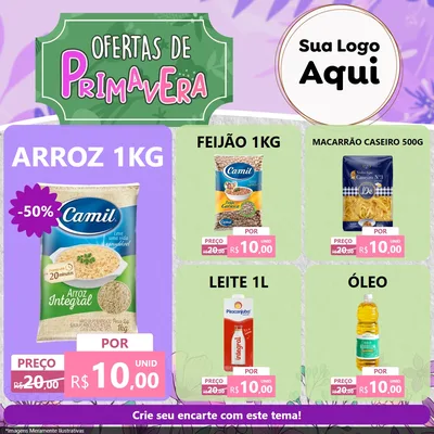 Modelo de Rede Social para Feed Facebook com o tema Ofertas de Primavera para Supermercado