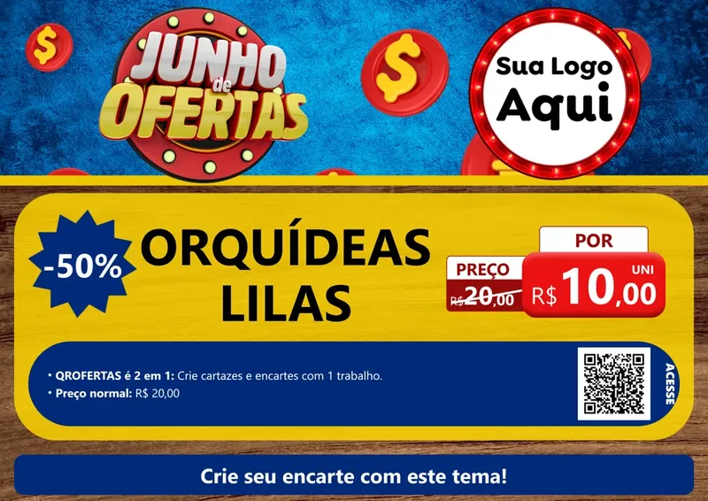 Modelo de Cartaz para Cartaz A4 Horizontal com o tema Junho de Ofertas para Floricultura e jardim