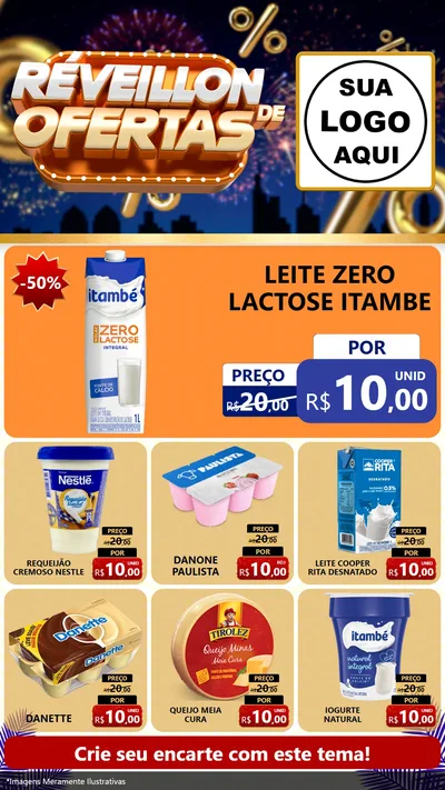 Modelo de Rede Social para Stories com o tema Réveillon de Ofertas para Frios e Laticínios