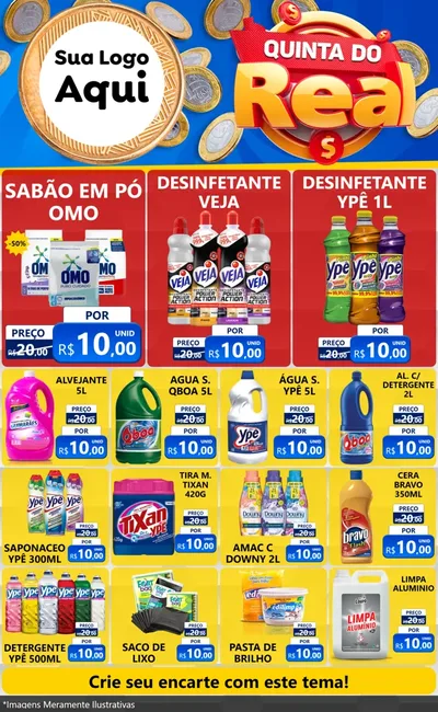 Modelo de Encarte para Encarte Grande com o tema Quinta do Real para Produtos de Limpeza