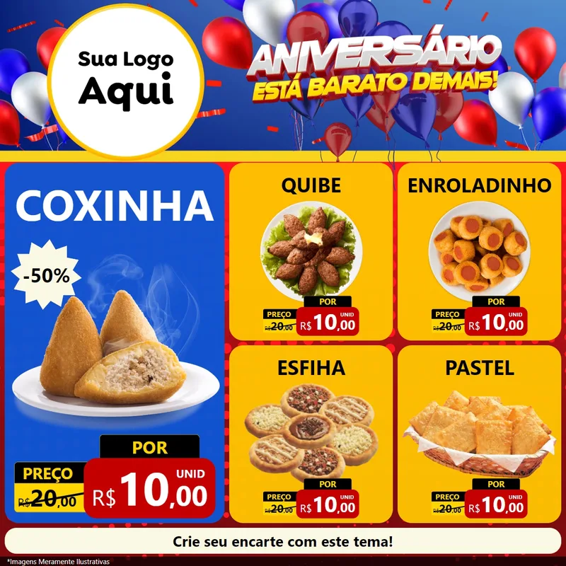 Modelo de Rede Social para Feed Facebook com o tema Aniversário para Salgadaria