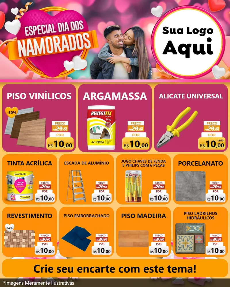 Modelo de Rede Social para Feed Instagram com o tema Especial Dia dos Namorados para Material para Construção