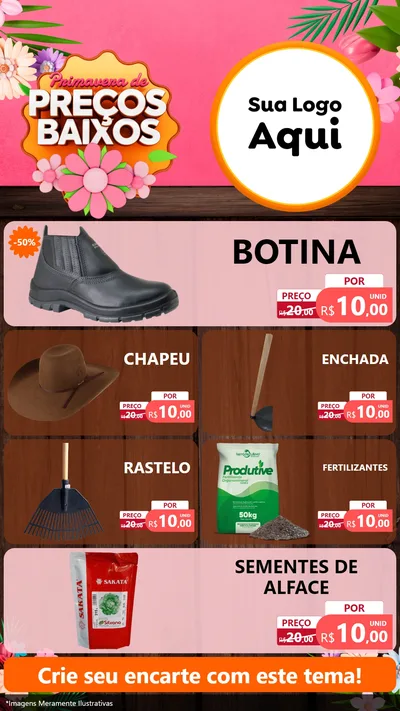Modelo de TV para TV Vertical com o tema Primavera de Preços Baixos para Agropecuária
