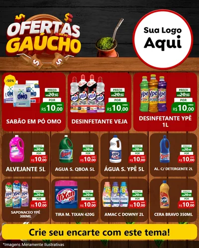 Modelo de Rede Social para Feed Instagram com o tema Ofertas Dia do Gaúcho para Produtos de Limpeza