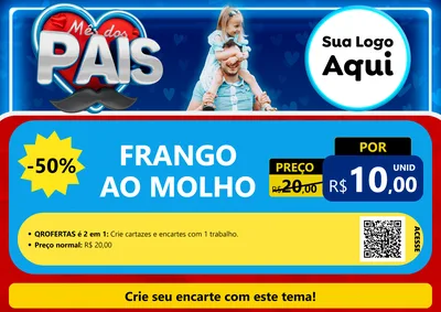Modelo de Cartaz para Cartaz A4 Horizontal com o tema Mês Dos Pais para Restaurante