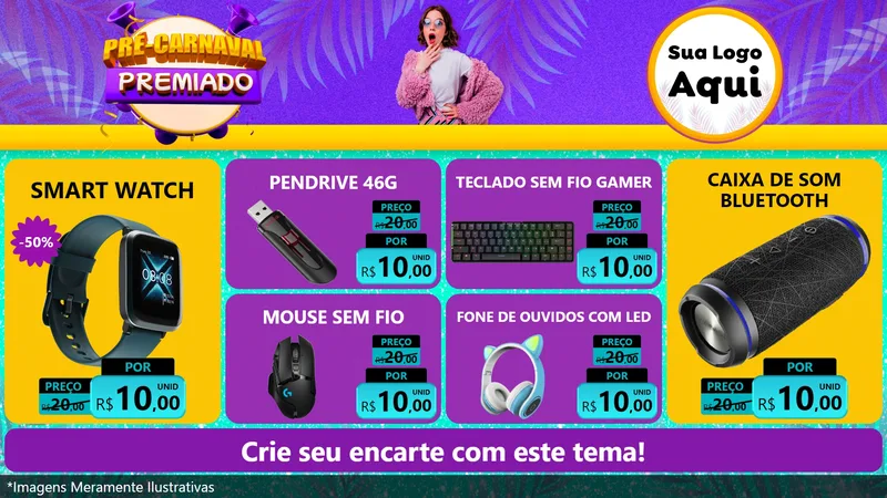 Modelo de TV para TV Horizontal com o tema Pré-Carnaval Premiado para Informática