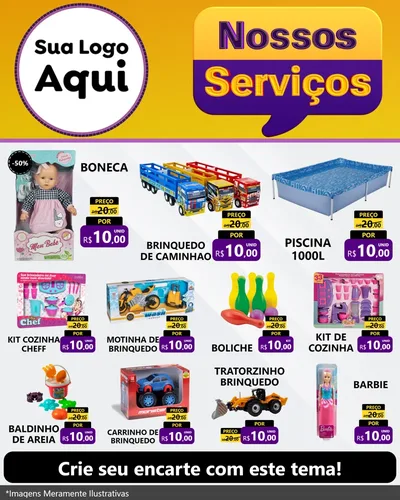 Modelo de Rede Social para Feed Instagram com o tema Nossos Serviços para Brinquedos