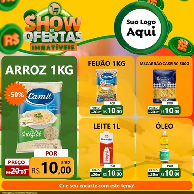 Modelo de Rede Social para Feed Facebook com o tema Show de Ofertas Imbatíveis para Supermercado