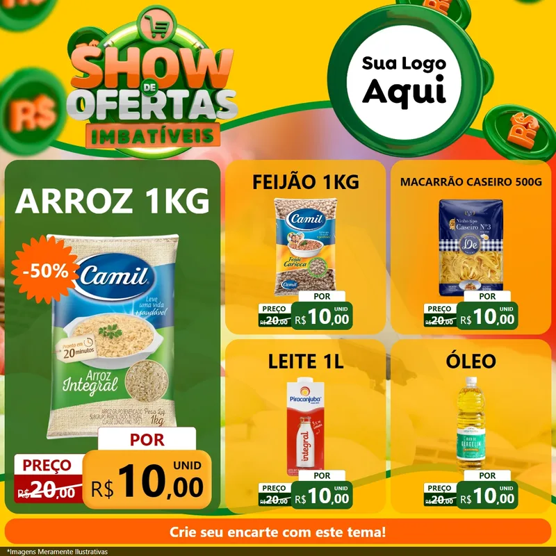 Modelo de Rede Social para Feed Facebook com o tema Show de Ofertas Imbatíveis para Supermercado