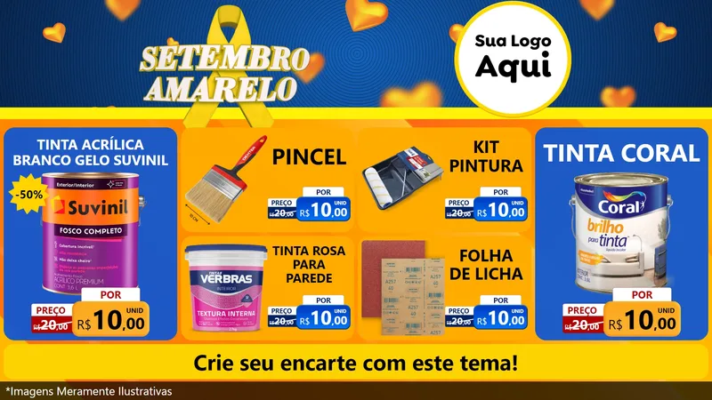 Modelo de TV para TV Horizontal com o tema Setembro Amarelo para Tintas e Ferramentas
