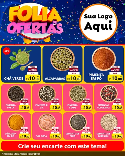 Modelo de Rede Social para Feed Instagram com o tema Folia de Ofertas para Produtos Naturais