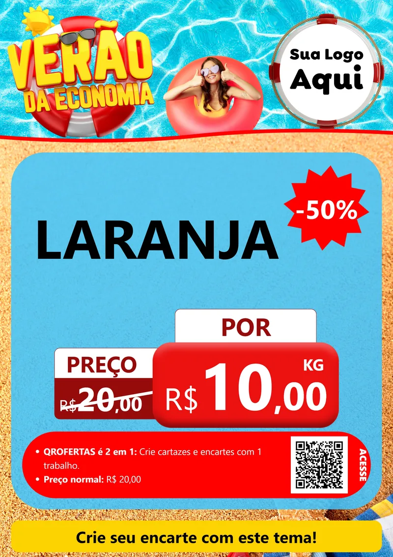 Modelo de Cartaz para Cartaz A4 Vertical com o tema Verão da Economia para Hortifrúti