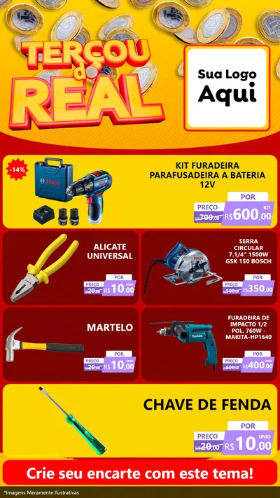 Modelo de TV para TV Vertical com o tema Terçou do Real para Maquinas e Ferramentas